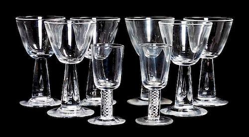 A Group of Steuben Glass Stemware Height of taller 4 3/4 inches.