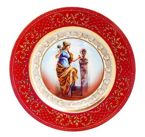 * A Royal Vienna Porcelain Plate Diameter 9 5/8 inches.