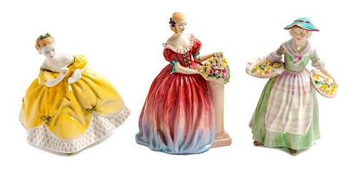 Three Royal Doulton Porcelain Figures Height of taller 8 1/2 inches.