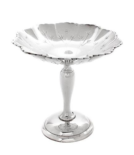* An American Silver Footed Compote, Webster Company, North Attelboro, MA, of leaf form.