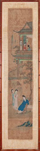 * Artist Unknown, (Chinese, late 19th/early 20th century), Two works: Depicting Figures in Gardens