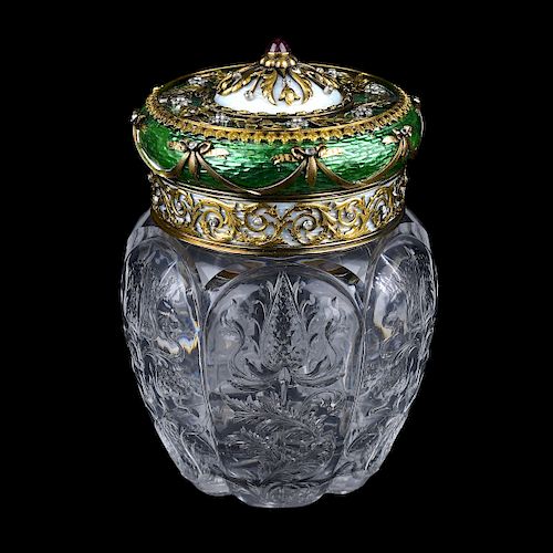 Faberge Style Gold, Diamond, and Ruby Vanity Box