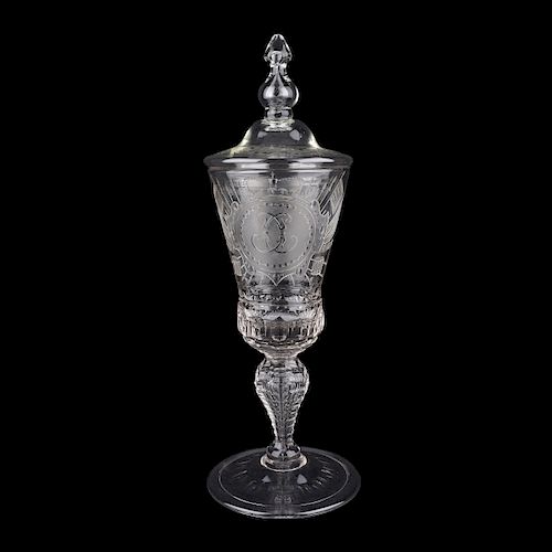 Tall 18th Century Mouthblown Covered Goblet