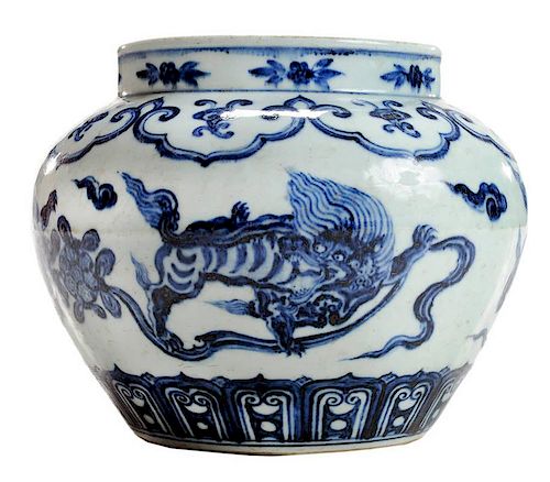 Ming Style Blue-and-White Dragon Jar