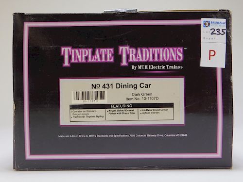 MTH Tinplate Traditions Dark Green 431 Dining Car