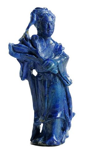 Carved Lapis Figure of Quanyin