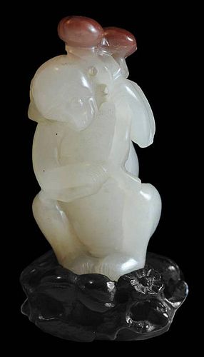 Finely Carved White Jade Figure of