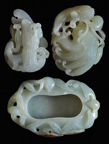 Two Finely Carved White and Celadon