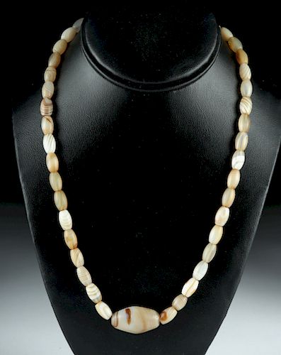 Ancient Persian Banded Agate Beaded Necklace