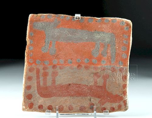 Rare Inca Chucu Painted Terracotta Plaque