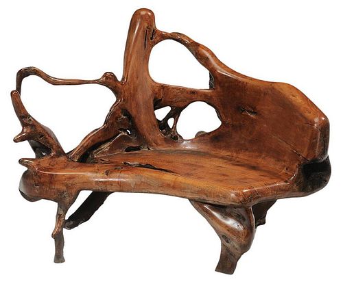 Figured Rootwood Bench Formed from
