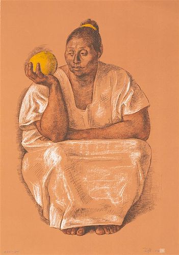 Francisco ZÌ¼Ì±iga, (Costa Rican-Mexican, 1912-1998), Yucateca con fruta, 1974