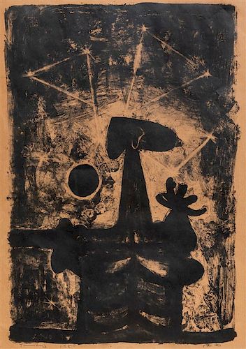 Rufino Tamayo, (Mexican, 1899-1991), Hombre, luna y estrellas, 1950