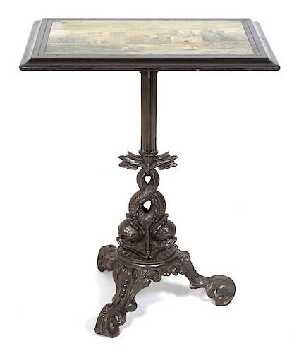 An English Victorian Painted Slate Top Table Height 30 x width 24 3/4 x depth 18 1/2 inches.