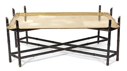 An Anglo-Indian Brass Tray-Top Low Table Height 18 inches.