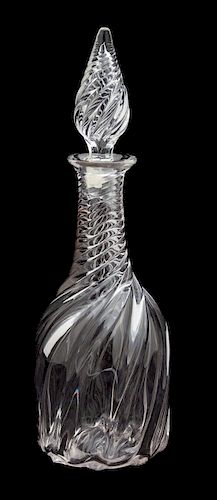 An English Swirled Glass Decanter Height 12 inches.