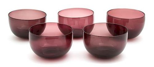 Twenty-Three Amethyst Glass Wine Rinsers Height 3 1/2 x diameter 4 3/4 inches.