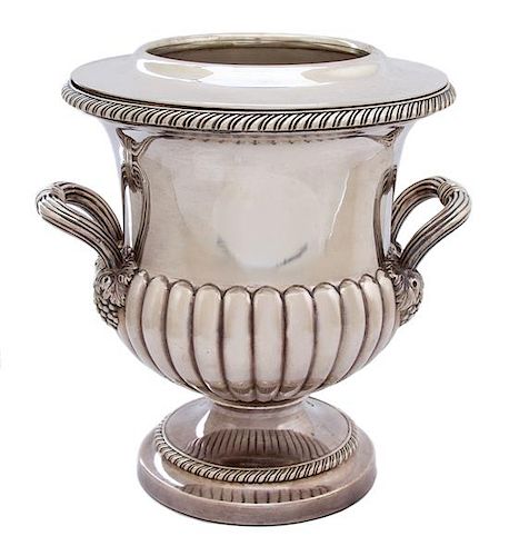 A Silver-on-Copper Campana-Form Champagne Bucket Height 10 inches.