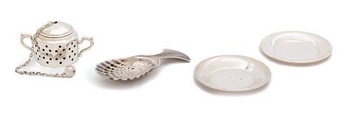 Four American Silver Pieces, Tiffany & Co., New York, NY, comprising a covered sugar-form tea basket, a small spoon with shell b