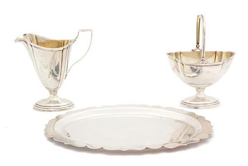 * An American Silver Gilt-Washed Footed Creamer and Sugar Bowl, International Silver, Meridan, CT, 20th Century, together with a