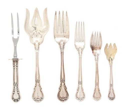 An American Sterling Flatware Service, Gorham Mfg, Providence, RI, in the Chantilly pattern, comprising: 14 teaspoons 10 luncheo