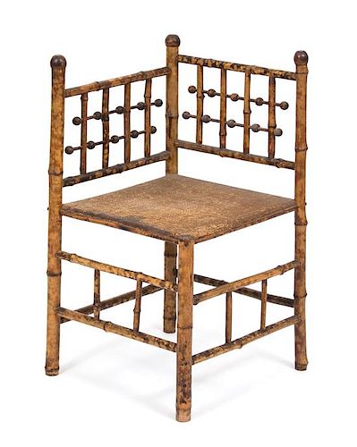 A Victorian Style Bamboo Corner Chair Height 32 inches.