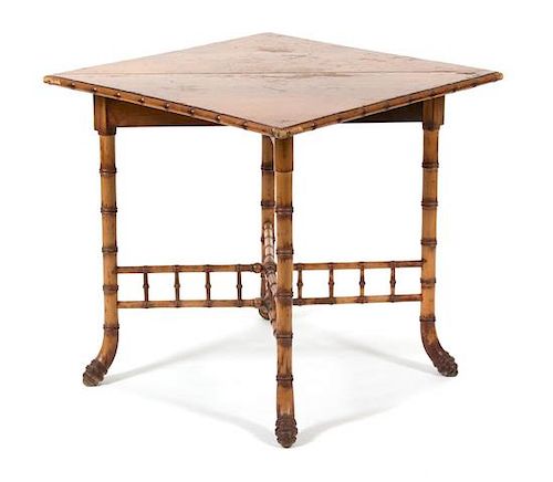 A Victorian Style Bamboo Gateleg Table Height 29 x width 28 x depth 28 inches.