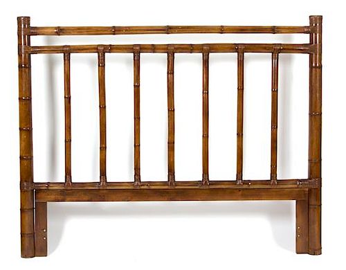 A Bamboo Headboard Height 70 1/4 x width 87 inches.