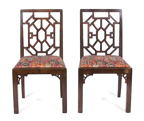 Sixteen Chinese Chippendale Style Mahogany Armchairs Height 36 1/2 inches.