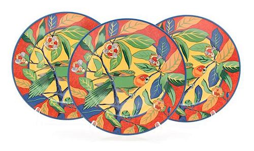 A Set of Eight Laure Japy Dinner Plates Diameter 11 3/4 inches.