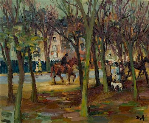 Marcel Dyf, (French, 1899-1985), Parisian Park Scene with Figures