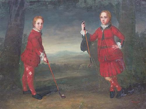Mucchi, (Italian, 20th Century), Two Young Scottish Golfers