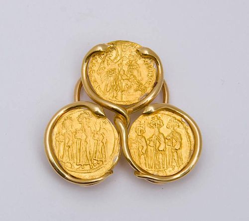 14K GOLD AND GOLD-PLATED TRIPLE COIN MONEY CLIP