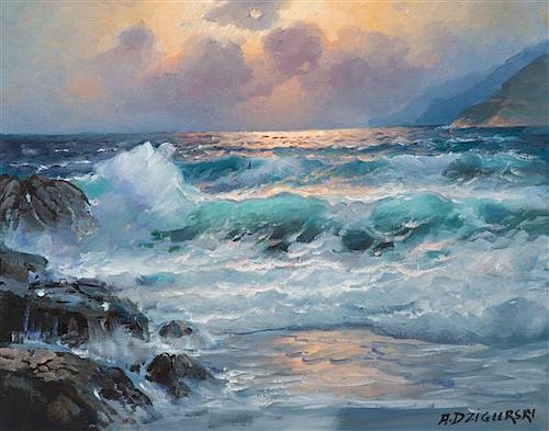 Alexander Dzigurski, (American, 1911-1995), Evening Seascape