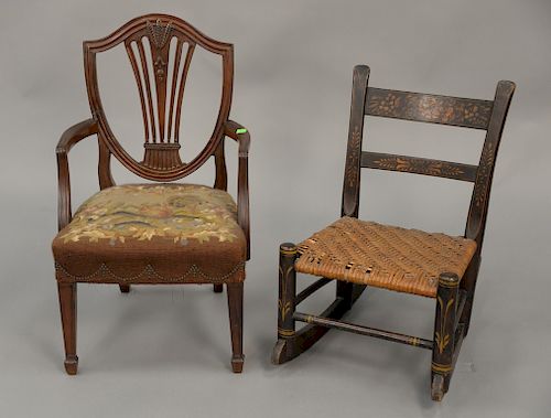 Two child's chairs including a Federal style, ht. 26 in., and a ladderback, ht. 23 in.
