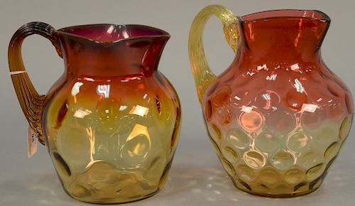 Two amberina glass pitchers. ht. 7 in. & 7 1/2 in.
