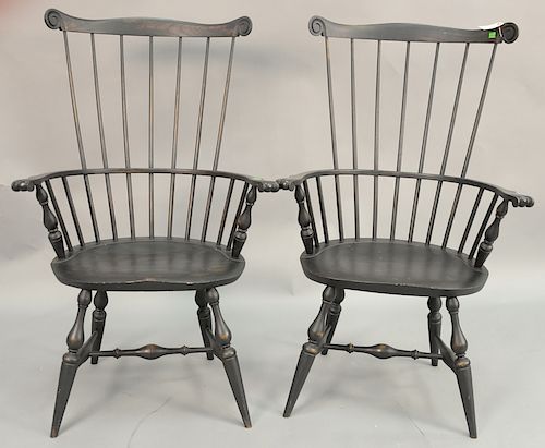Warren chair works pair Windsor style armchairs. ht. 44 in.