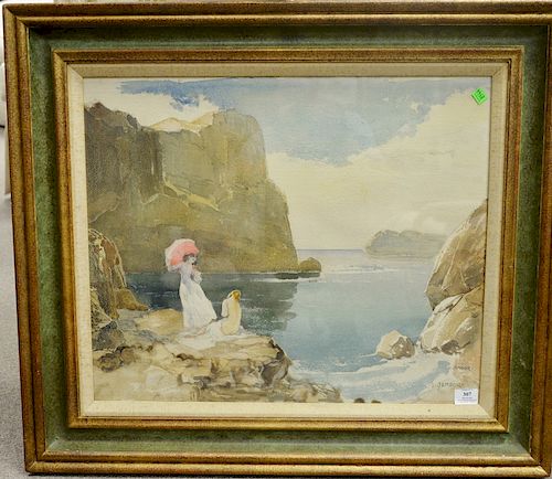 Louis Jambor (1884-1955), watercolor, "Water's Edge", signed lower right L. Jambor, sight size 20 1/2" x 25".