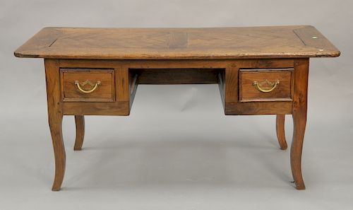 Oak Louis XV style desk. ht. 29 in., top: 27" x 62"