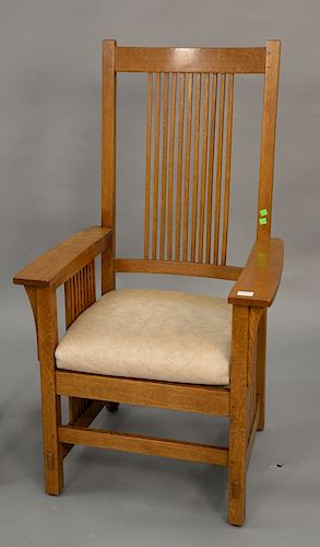 Stickley oak armchair.
