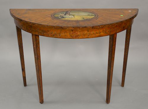 Adams style demilune table. ht. 36 in., wd. 51 in.