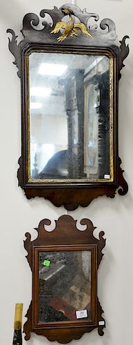 Two mahogany Chippendale mirrors, 18th century (one with bottom scroll missing). lg. 17 in. & 29 in.