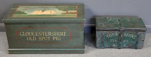 Quality Reproduction Green Painted Trunk and Lock