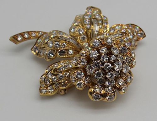 JEWELRY. French 18kt Gold, and Diamond Floral Form