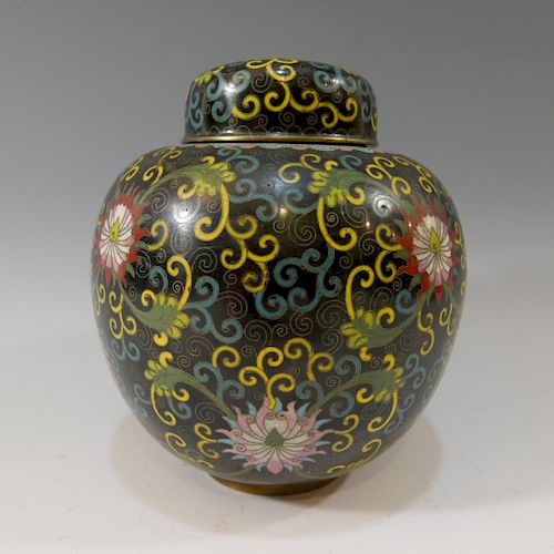 CHINESE ANTIQUE CLOISONNE COVER JAR - 19TH CENTURY