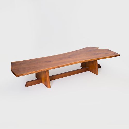 Walnut Slab Coffee Table, in the Style of Nakashima