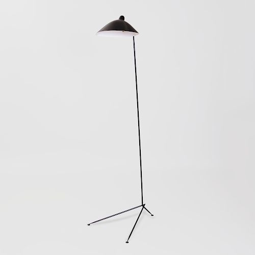 Serge Mouille Style Brass-Mounted Painted Metal Floor Lamp, of Recent Manufacture 