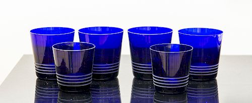 Set of Six Hermes Blue Glasses