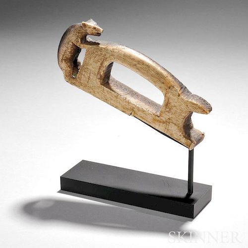Quinalt/Makah Carved Whale Bone Adze Handle