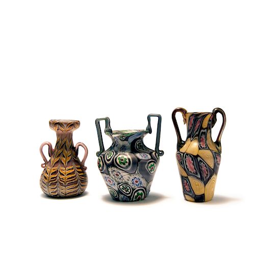 Three 'Murrine' vases with handles, c. 1903-05